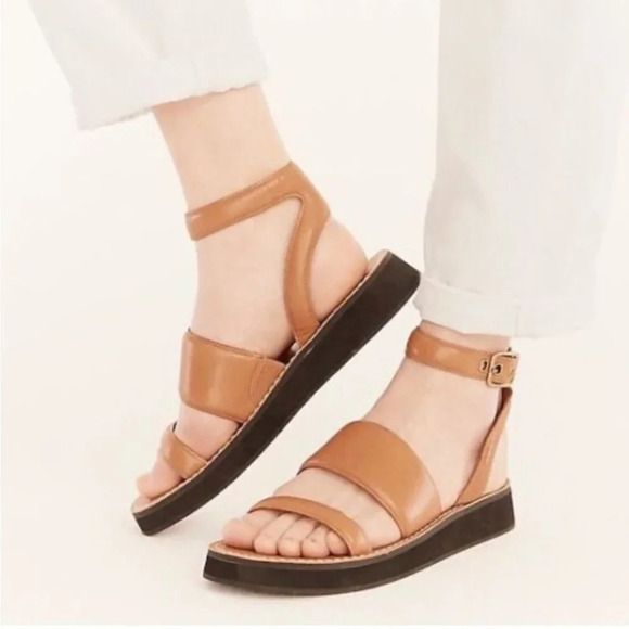 J Crew Mallorca Ankle Strap Brown Platform Heels Sandals Shoes 8 - Picture 2 of 11